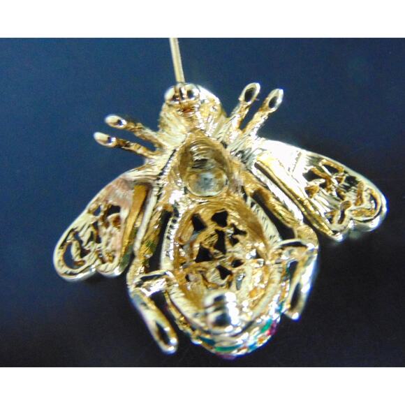 Joan Rivers HOLLY JOLLY BEE PIN BROOCH Holiday Christmas Holly Berries Green Red - Picture 9 of 9